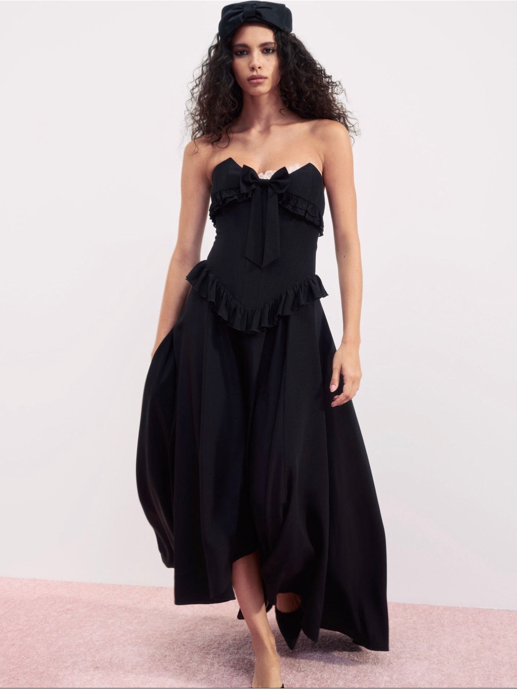$898 Nwt For Love And Lemons “Harmony” Silk Strapless Dress In Black Sz 0
